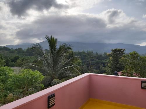 a view from the balcony of a house with a palm tree at Araliyaa Tourists Lodge in Daulagala