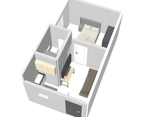 a floor plan of a room with furniture at Completa Perfeita para Turismo de Negócios e Lazer por Will Stay in Maracanaú