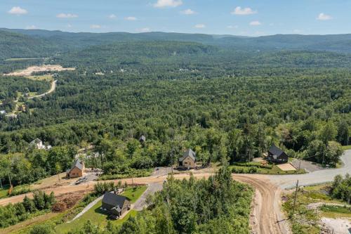 an aerial view of a village with trees and a road at Elska - SPA and Mountain in Saint Come