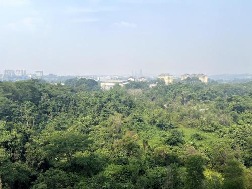 a view of a forest of trees with buildings in the background at NEW Designer Condo - Panoramic Forest View - Steps To IOI City Mall - Your Best Urban Retreat in Putrajaya
