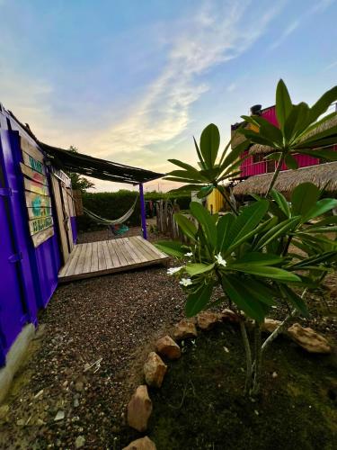 a house with a porch with a tree and a hammock at WIND Loft en Mojarra Beach in Salina de Rey