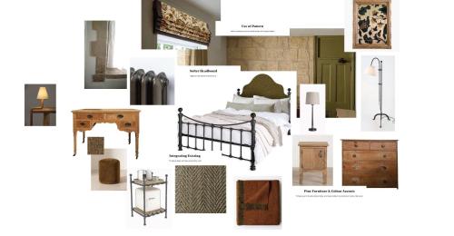 a collage of different types of furniture in a bedroom at Woolley Grange Hotel in Bradford on Avon