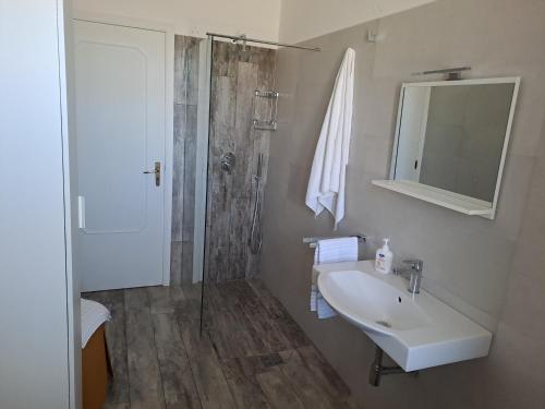 a bathroom with a sink and a shower at San Michele Apartment in Bari