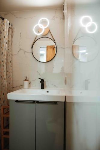 a bathroom with a sink and a mirror at Studio Annecy in Annecy