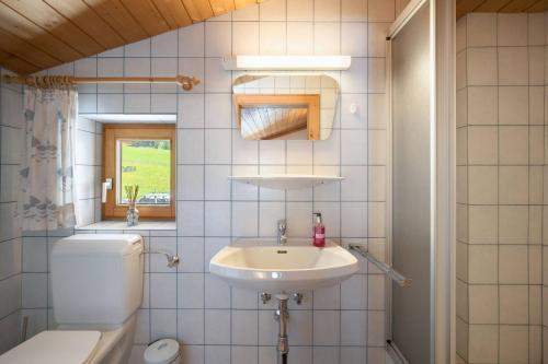 a bathroom with a toilet and a sink at Grand Chalet Hochfilzen in Hochfilzen