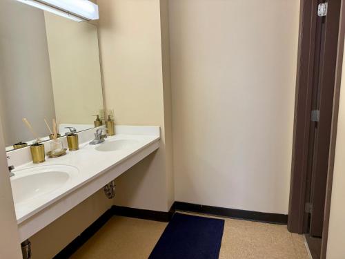 a bathroom with a sink and a mirror at Broad Street Commons in Plattsburgh
