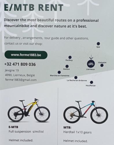 a page of a flyer for an electric bike at "Petite perle en Haute Ardenne" avec vue sur la vallée, cabine infra-rouge et bain balnéo in Lierneux