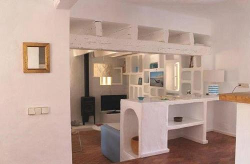 a living room with a white room with a desk at Villa Love, ET4013 in Es Pujols
