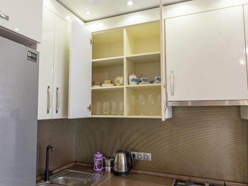 Η κουζίνα ή μικρή κουζίνα στο Sky House VENETIA Exclusive Apartments