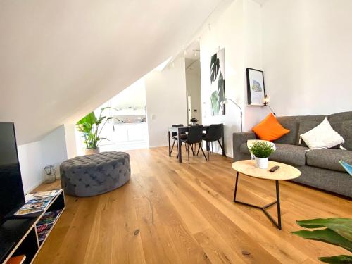 TV a/nebo společenská místnost v ubytování KStay Apartments Penthouse mit Parkplatz zentral in Eltville