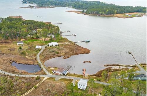 an aerial view of a large body of water at Little Oyster Oasis in White Stone