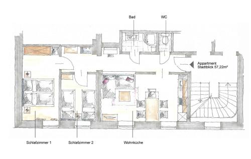 a floor plan of a house at Steinmetz-Haus in Mariazell