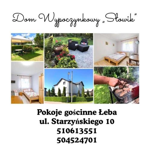 eine Collage mit Fotos eines Hauses in der Unterkunft Dom wypoczynkowy słowik in Łeba