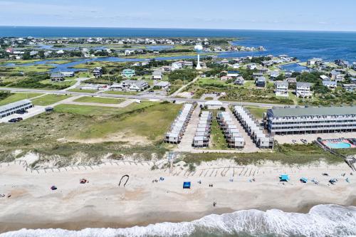 an aerial view of a beach and the ocean at Southern Comfort Cabana #25ODC-H in Hatteras