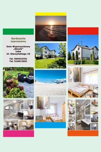 eine Collage aus Bildern eines Hauses in der Unterkunft Dom wypoczynkowy słowik in Łeba