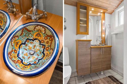 two pictures of a bathroom with a sink and a toilet at 873-Thisted-Blamunkevej-67 in Thisted