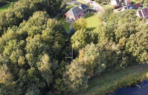 an aerial view of a house in the middle of trees at Logies Prinsewyk De Knipe/Oranjewoud in Bovenknijpe