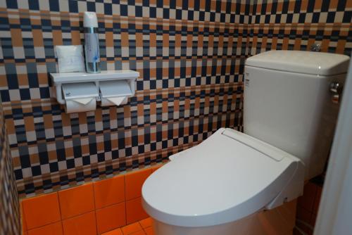 a bathroom with a white toilet in a room at HOTELO OTONA no ASOBIBA in Yosano