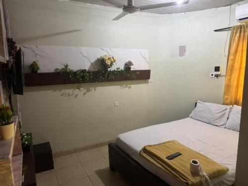 Una cama o camas en una habitación de Rising Star Shortlet