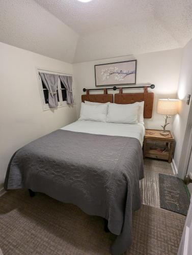 a bedroom with a large bed in a room at The Nest Cottage with Hot Tub in Downtown Manitou Springs in Manitou Springs