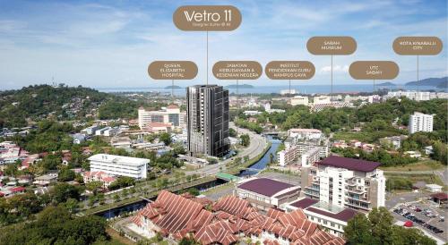 an aerial view of a city with buildings at KWEN Vetro11 - Charm of KK City in Kota Kinabalu