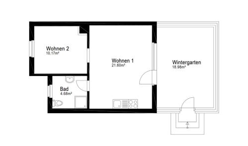 a floor plan of a small house at Bungalow Helga in Fürstenwalde