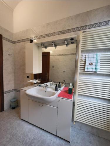 a bathroom with a sink and a mirror at Quiet Tortellini in Modena