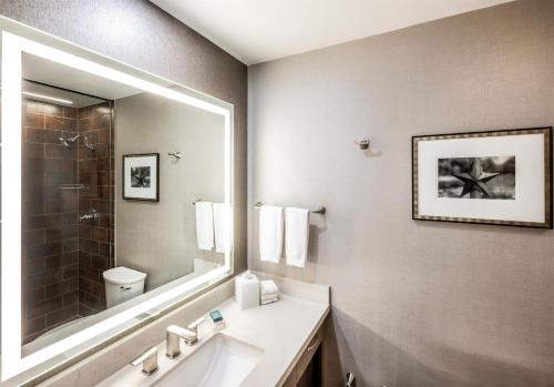 a bathroom with a sink and a mirror at Hilton DFW Lakes Executive Conference Center in Grapevine