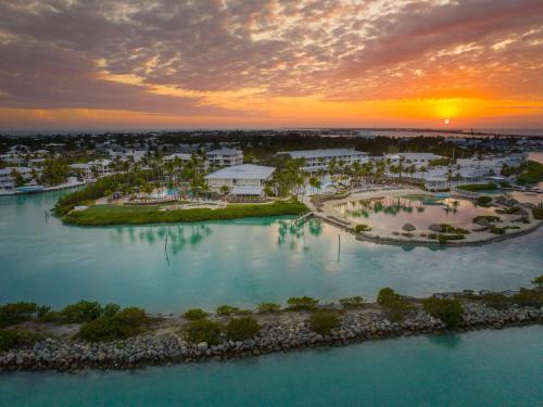 an aerial view of the resort at sunset at Hawks Cay Resort in Marathon