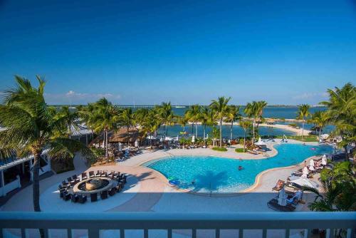 an aerial view of the pool at the resort at Hawks Cay Resort in Marathon