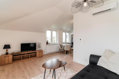 Μια τηλεόραση ή/και κέντρο ψυχαγωγίας στο APARTAMENT ZEN winda klimatyzacja dobra energia