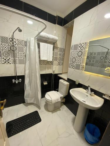 ein Badezimmer mit Toilette, Dusche und Waschbecken in der Unterkunft ALRashedy Hotel Powered by Boutique in Kairo