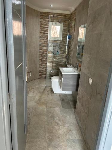 a bathroom with a toilet and a sink and a shower at IBAIA maison d'hôte in Fnidek