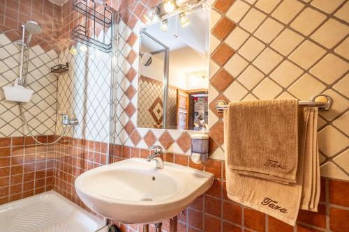 a bathroom with a sink and a mirror at Villa Tara in Plaški