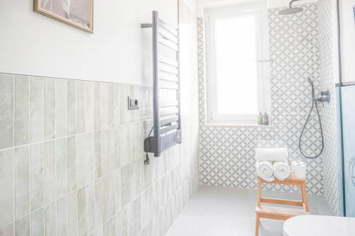 a bathroom with a shower and a toilet in it at Il Biru in Montelupo Albese