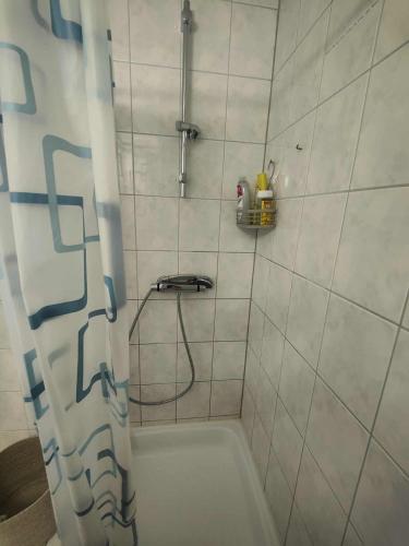 a bathroom with a shower with a bath tub at Sand Rose Studio in Koksijde