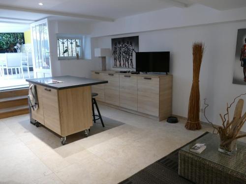 Et tv og/eller underholdning på Appartement avec piscine privée