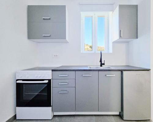 Η κουζίνα ή μικρή κουζίνα στο Suites with Shared Garden Sougia