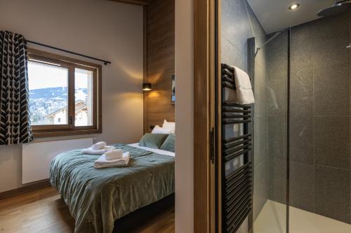 Katil atau katil-katil dalam bilik di TERRESENS - L'Eclat des Veriaz - Megève - Praz-sur-Arly - New