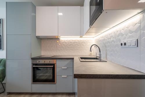 Una cocina o cocineta en Klid u lesa 15 min od centra