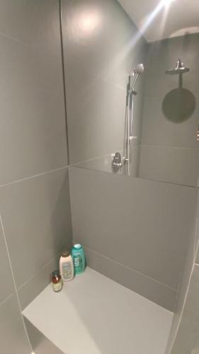 a bathroom with a shower with a toilet and a sink at La Radiolina in Lecce