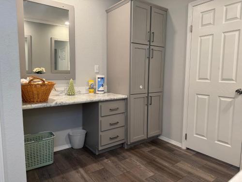 a bathroom with a sink and a mirror at SLCa in Austin