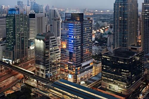 an aerial view of a city with tall buildings at Four Points by Sheraton Bangkok Ploenchit Sukhumvit in Bangkok