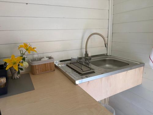 Una cocina o cocineta en Diby Kämping Minimajad