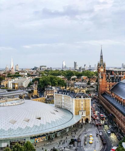 an aerial view of the city of london with a building at Point A Hotel London Kings Cross – St Pancras in London