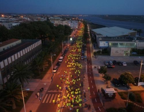 an overhead view of a street at night at Esposende 3 Bedrooms Balcony Center Flat in Esposende