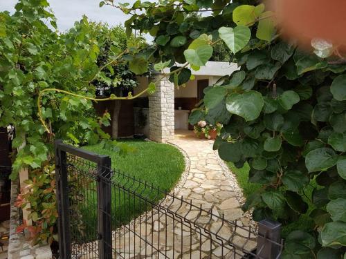 a gate in a garden with green plants at Apartment Lency in Novigrad Istria