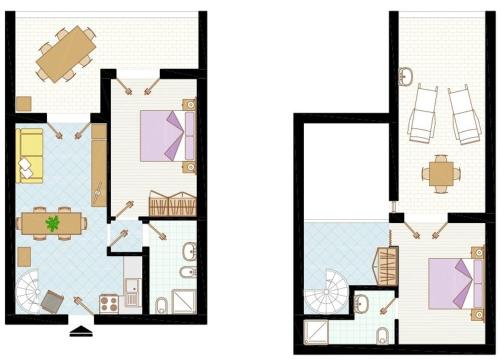 two views of a floor plan of a house at Residenza Le Acacie in Bibione