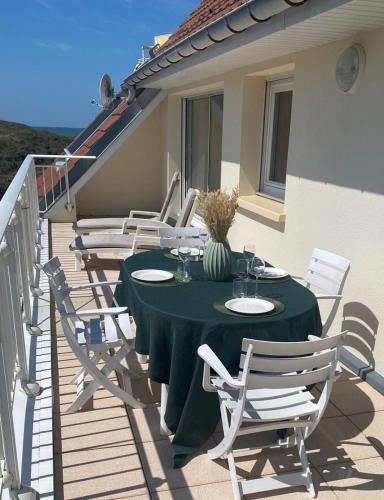 Apartment with bright sunny balcony
