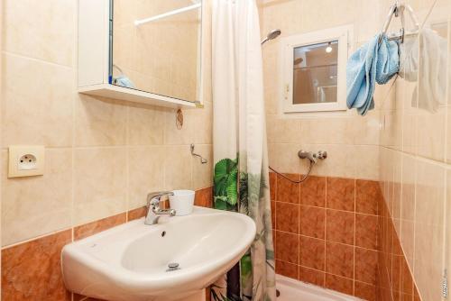 a bathroom with a sink and a shower at La vue d'Albi - Campagne - Jardin in Le Sequestre